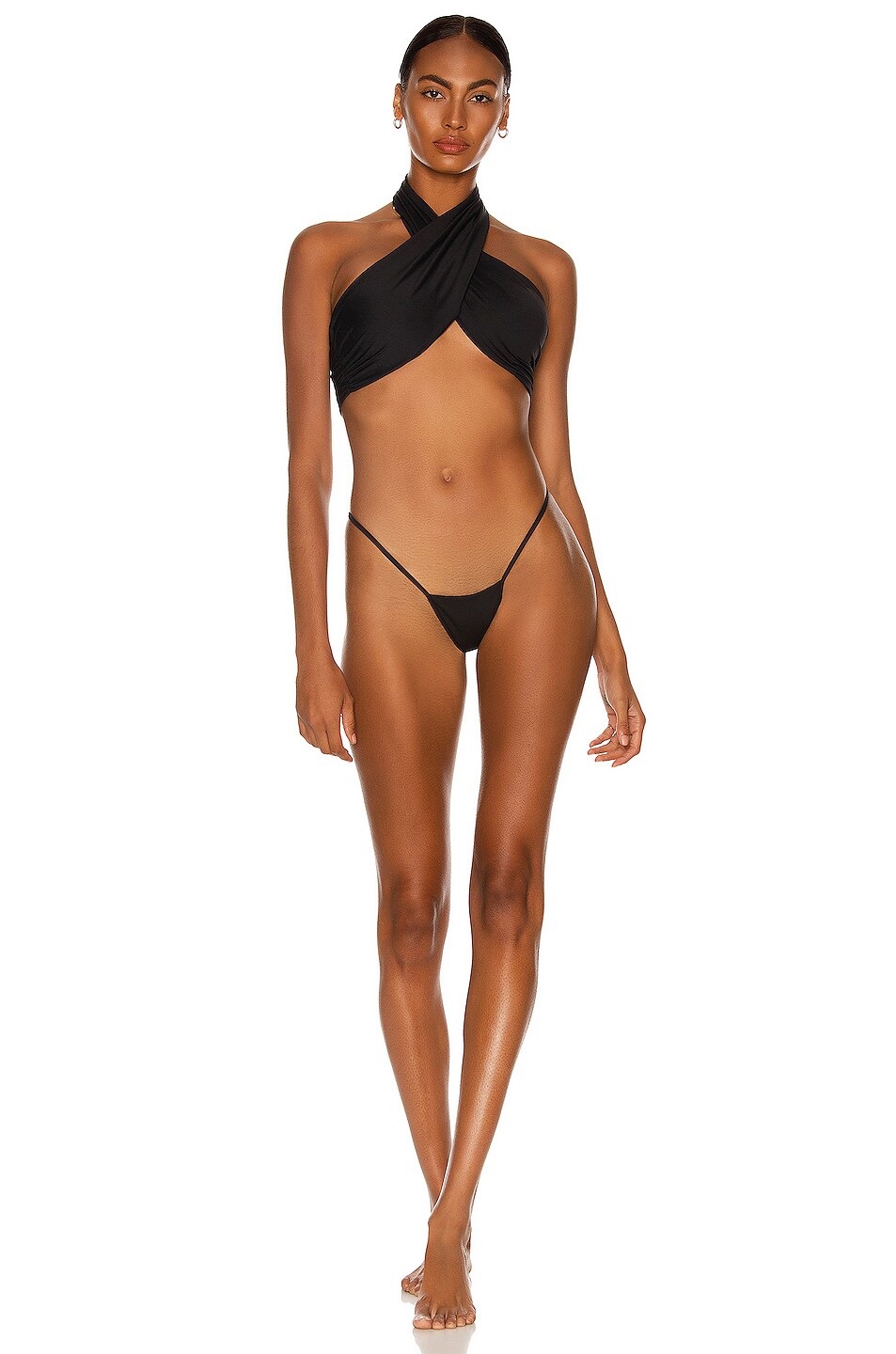 Image 1 of LaQuan Smith Cross Front Bikini Set in Black