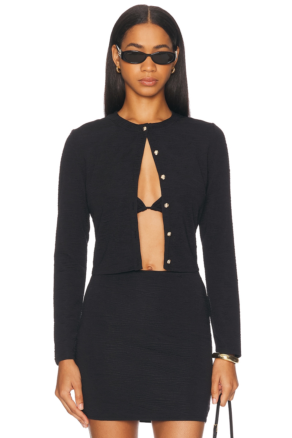 Shop La Porte Lauren Swim Cardigan In Jet Black
