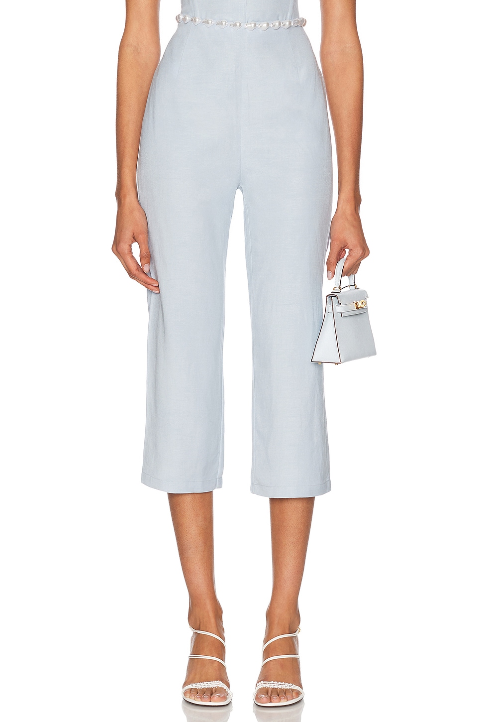 Image 1 of La Porte Jane Pearl Capri Pant in Cashmere Blue