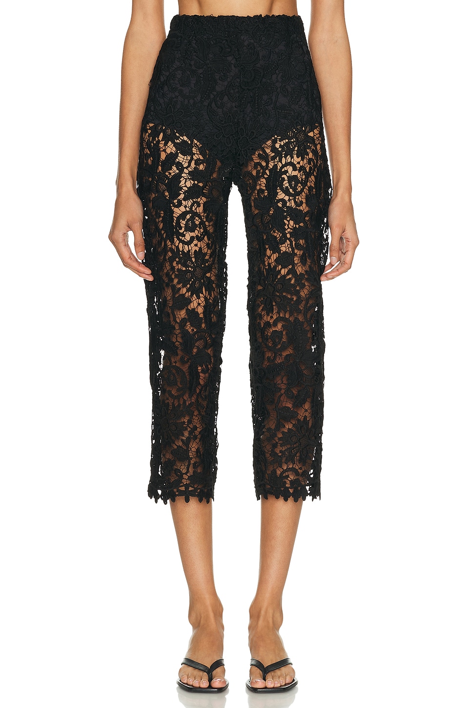 Image 1 of La Porte Gabrielle Lace Capri Pant in Black