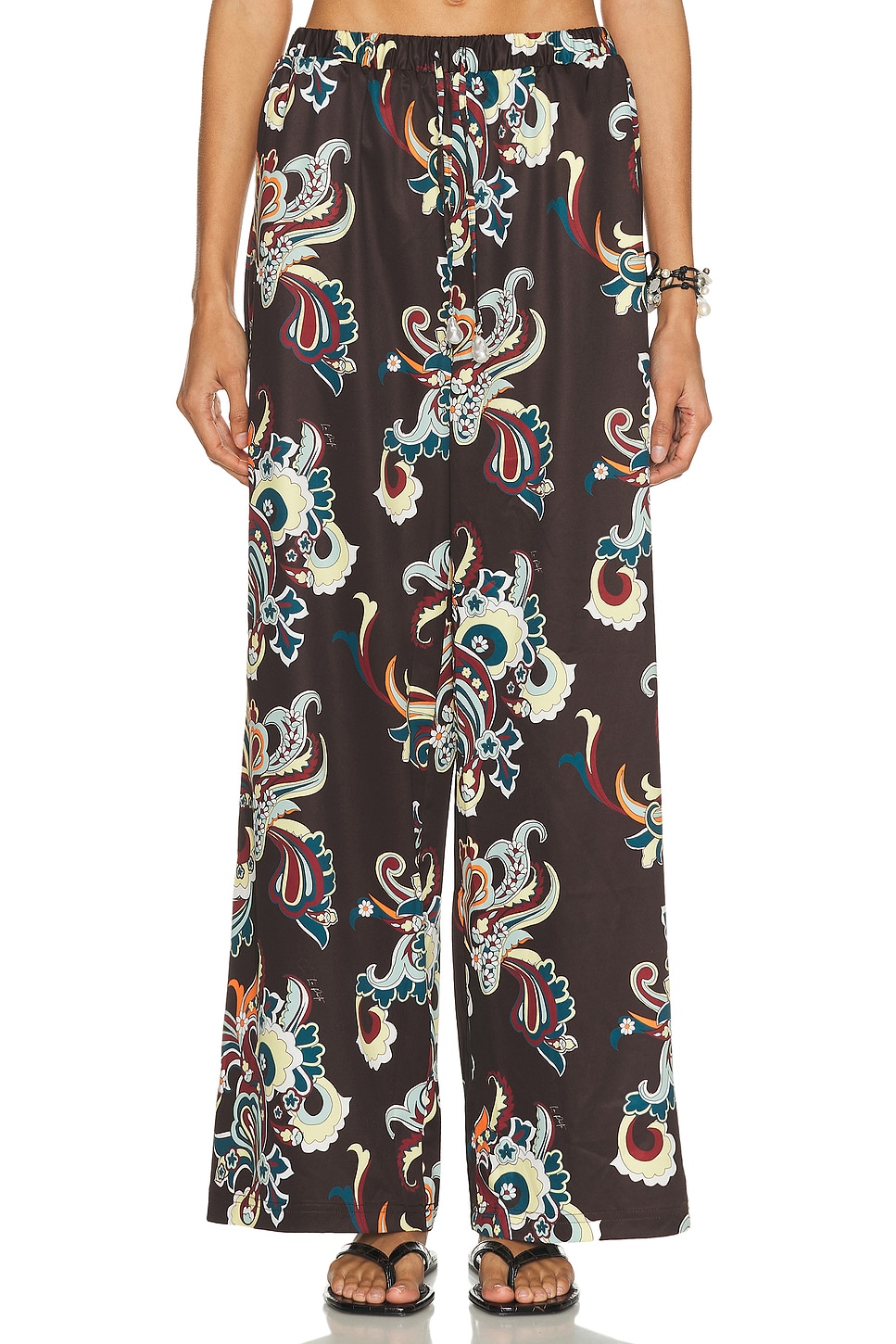 Image 1 of La Porte Esme Drawstring Pant in Coffee Paisley