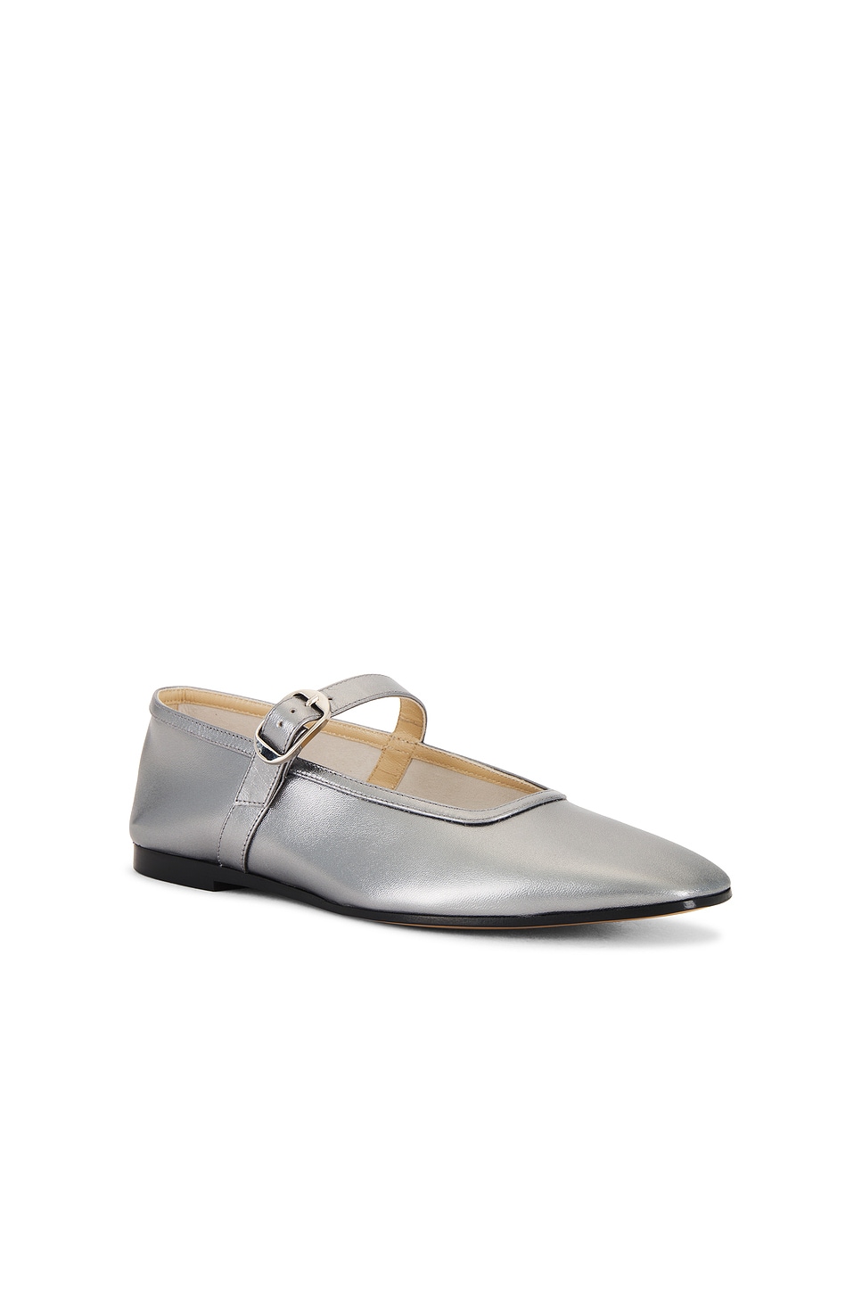 Shop Le Monde Bryl Ballet Leather Mary Jane In Silver