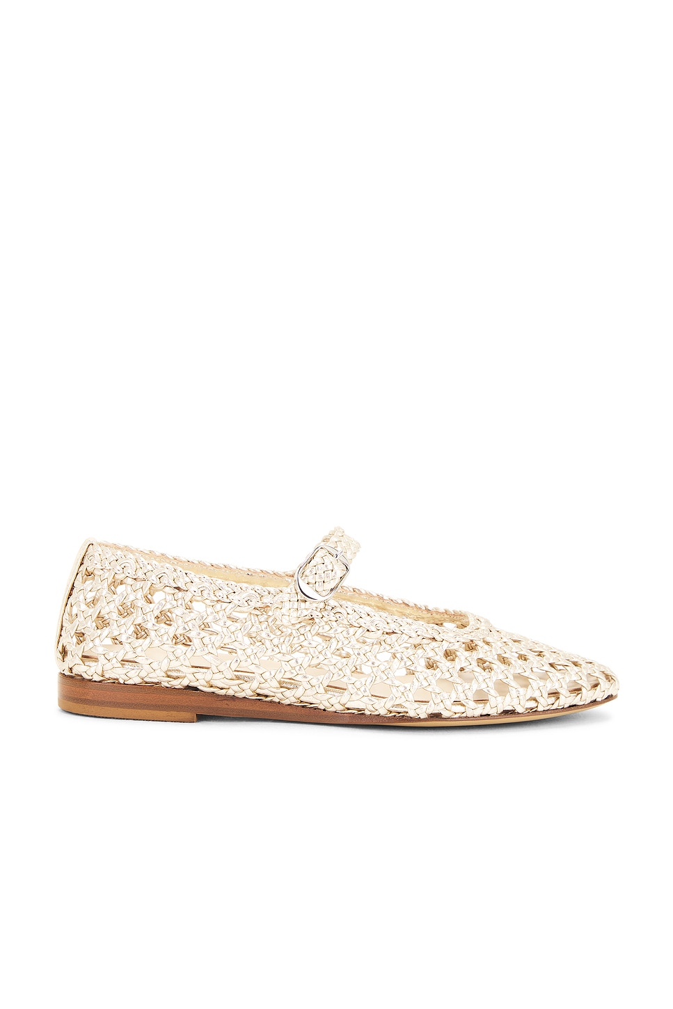 Mary Jane Woven Flat in Metallic Gold