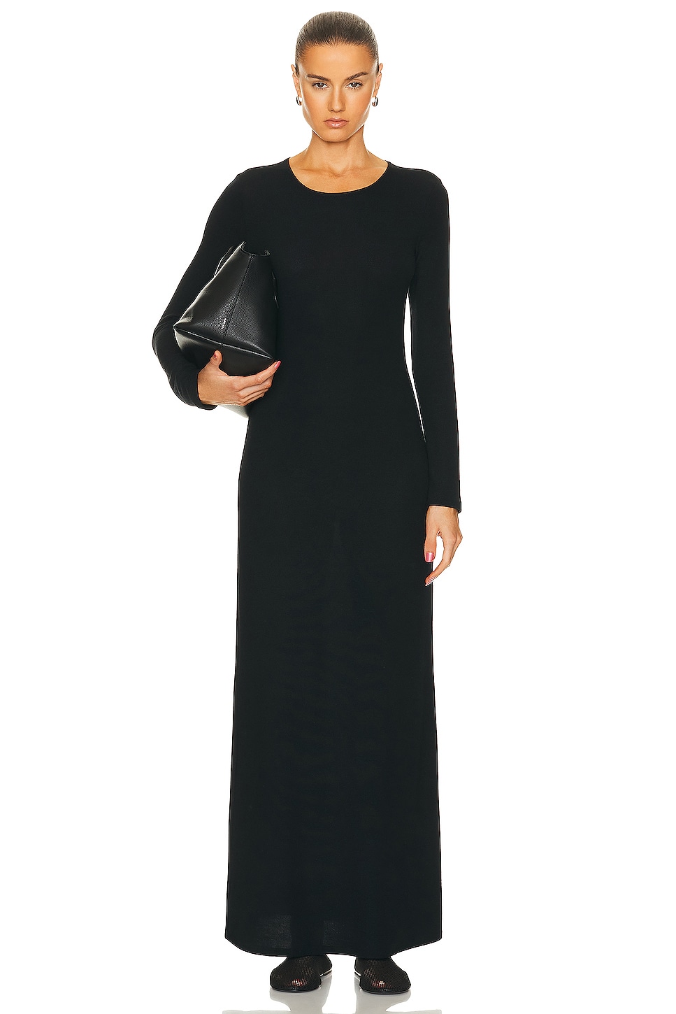 Image 1 of LESET Lauren Long Sleeve Maxi Dress in Black