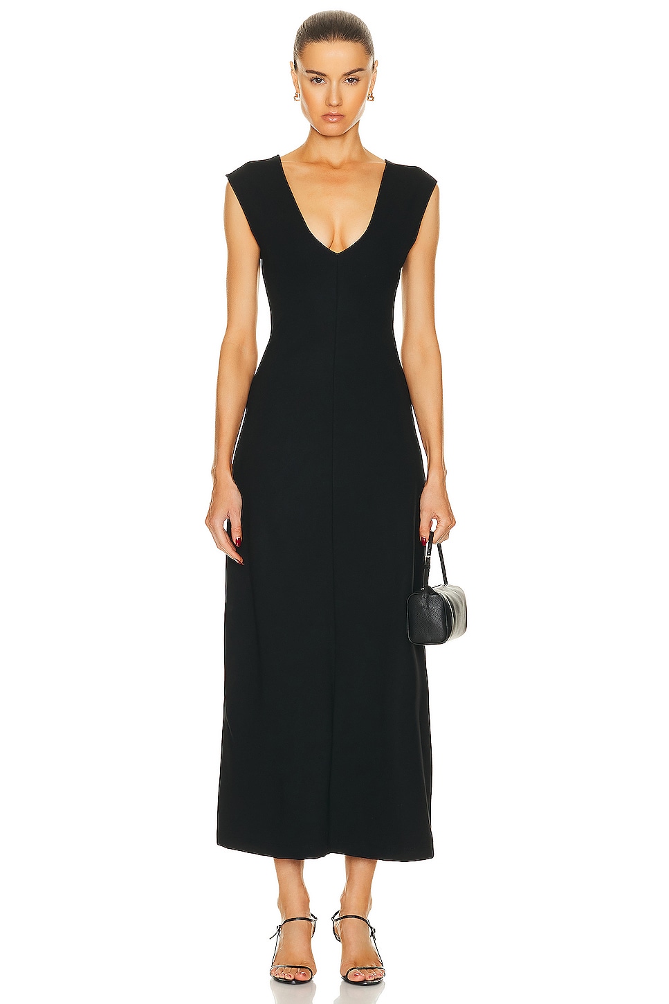 Image 1 of LESET Rio V Neck Maxi Dress in Black