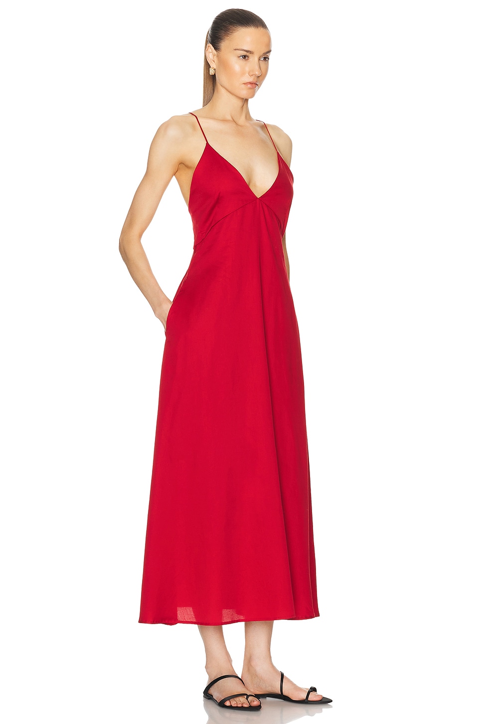 Shop Leset Yoko V Midi Dress In Red