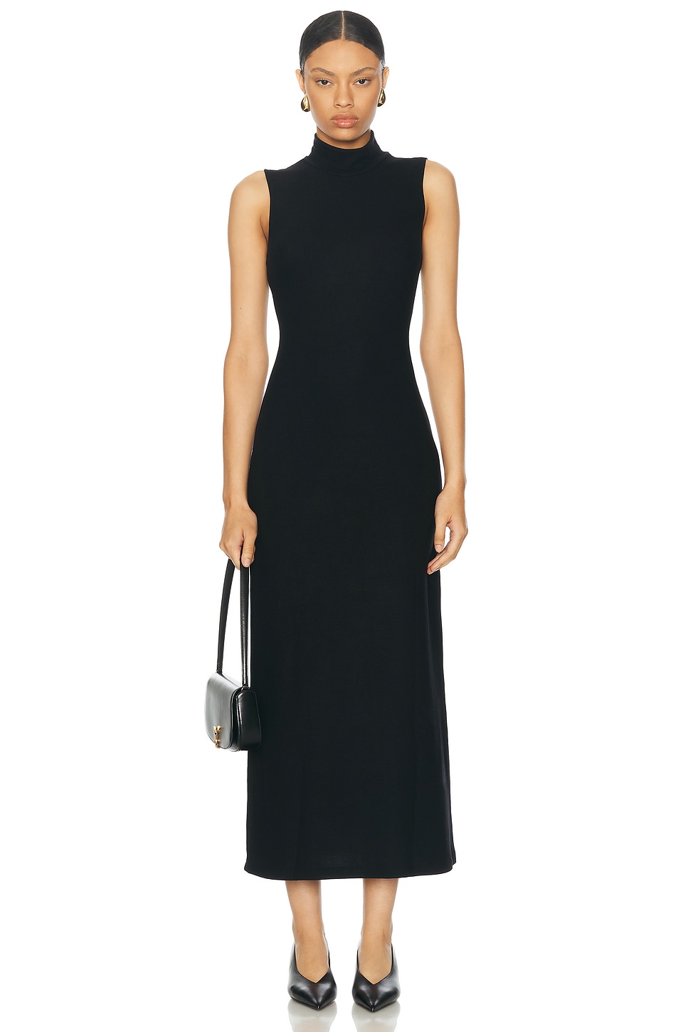 Image 1 of LESET Lauren Sleeveless Turtleneck Maxi Dress in Black