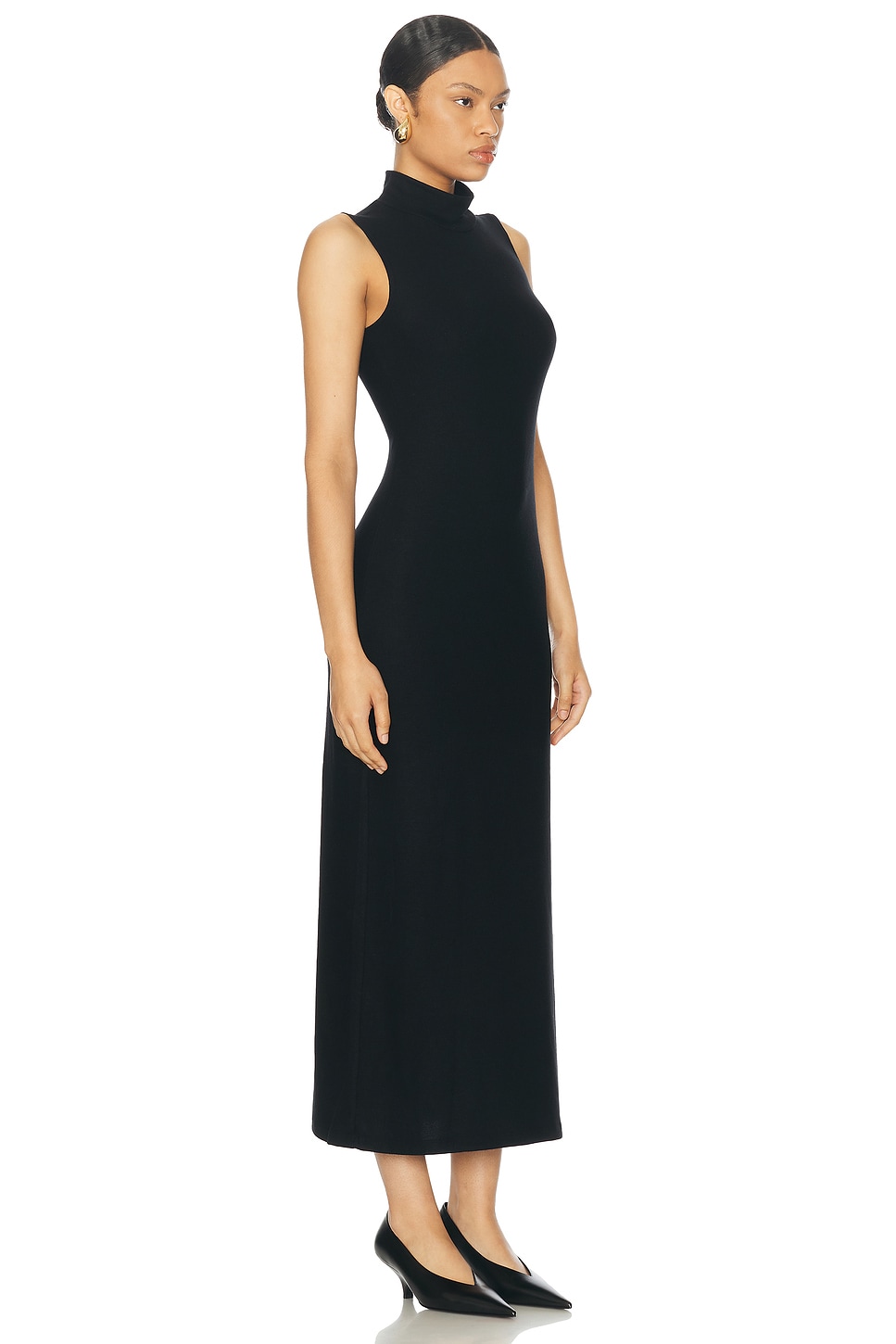 Shop Leset Lauren Sleeveless Turtleneck Maxi Dress In Black