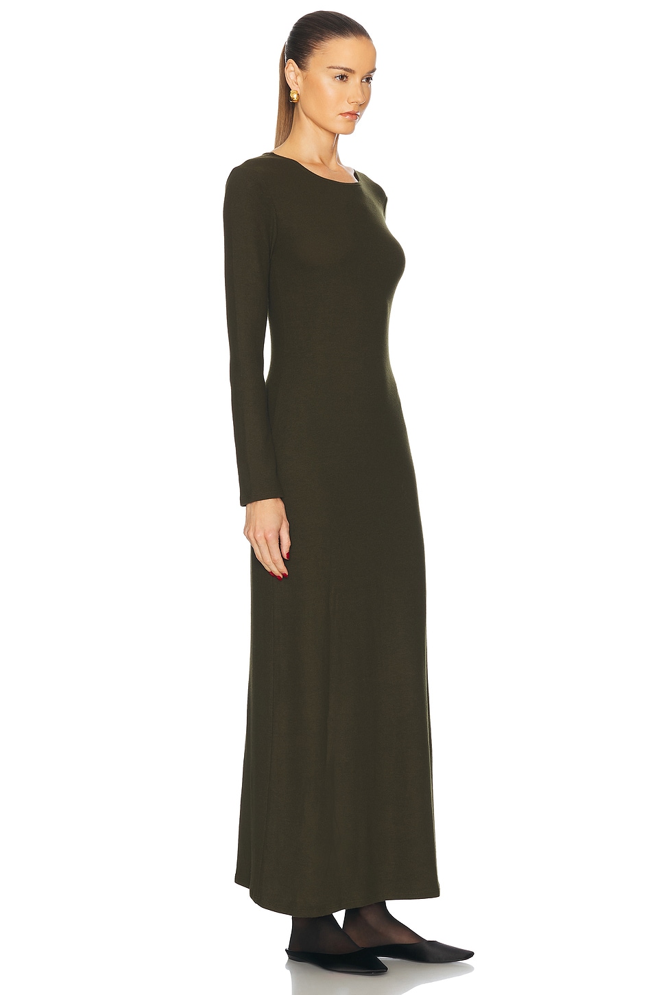 Shop Leset Lauren Long Sleeve Maxi Dress In Moss