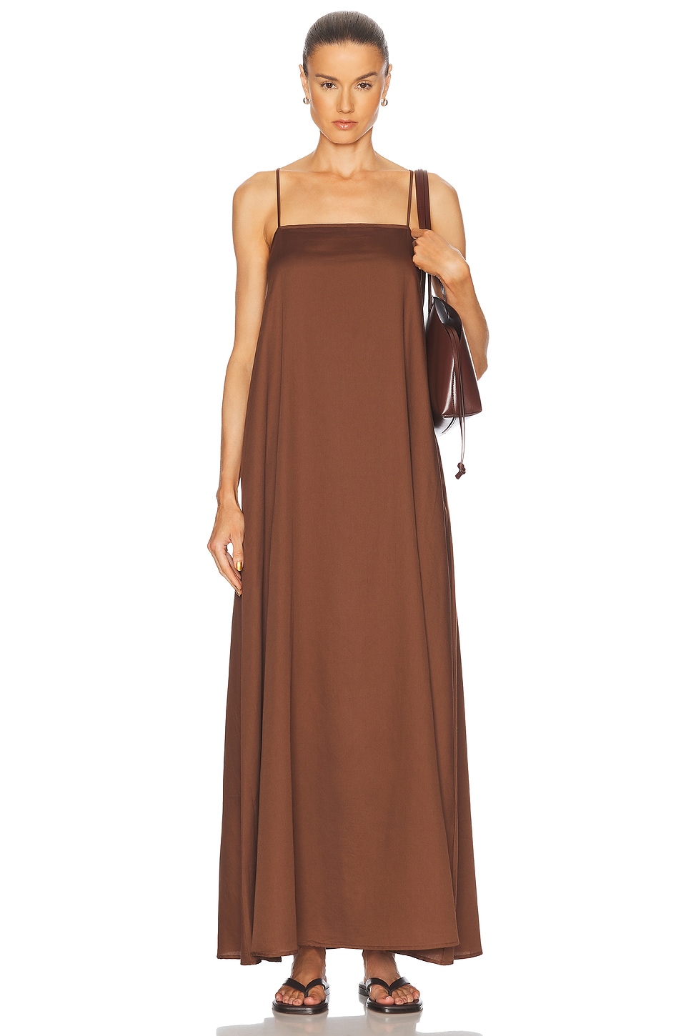 Image 1 of LESET Yoko Maxi Dress in Chocolate