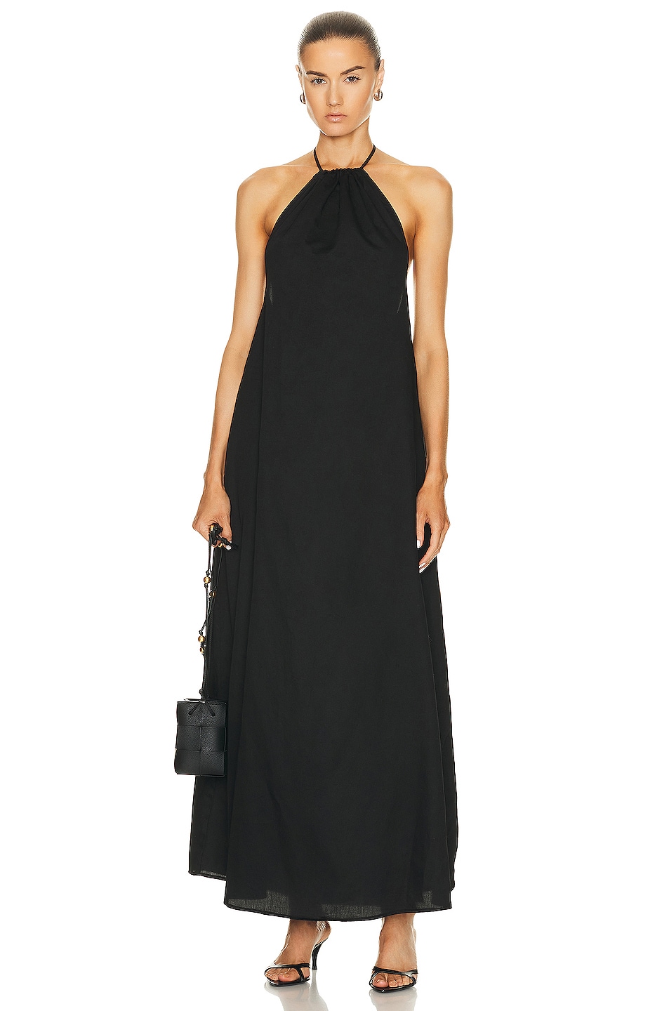 Image 1 of LESET Yoko Halter Maxi Dress in Black