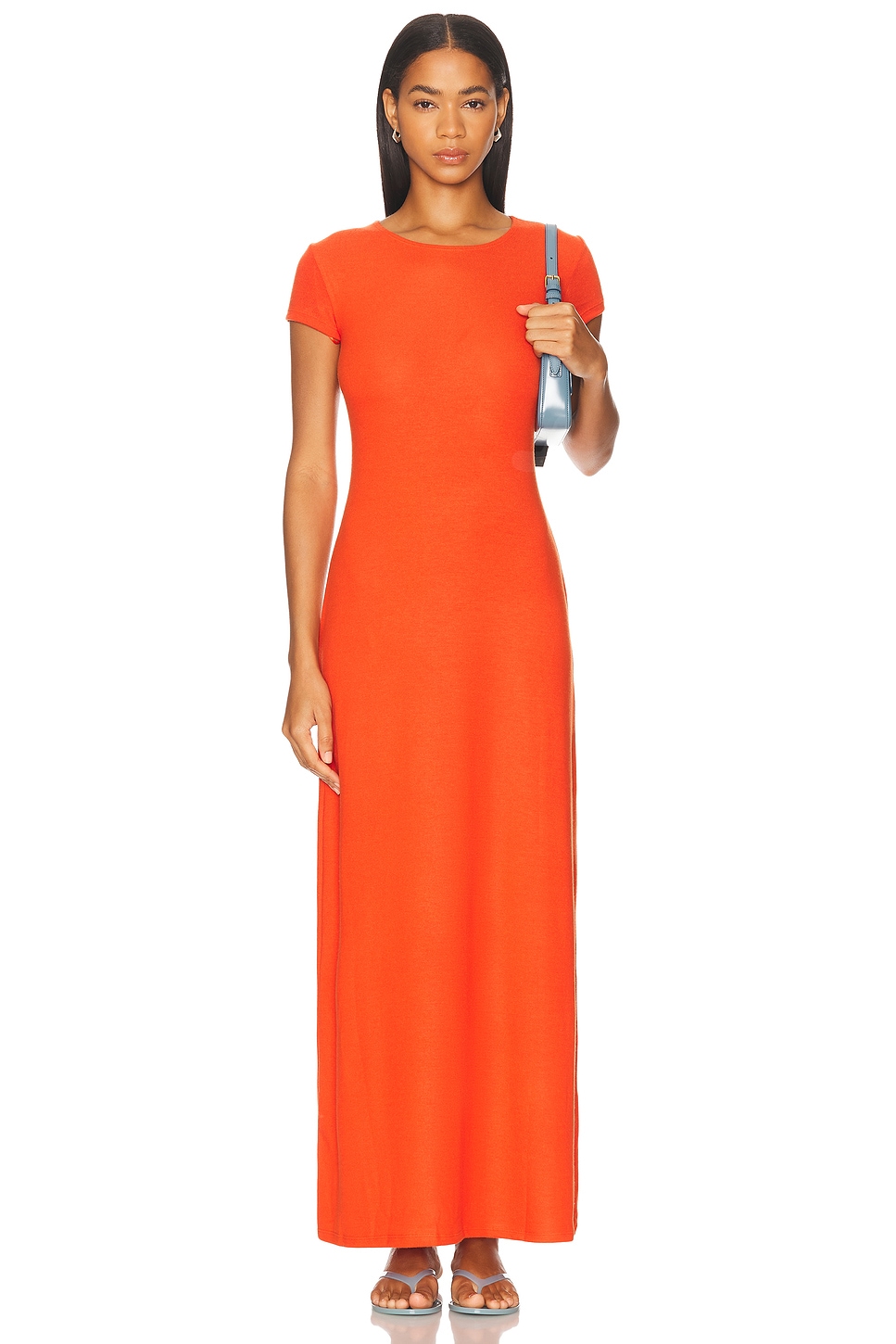 Image 1 of LESET Lauren Short Sleeve Maxi Dress in Poppy