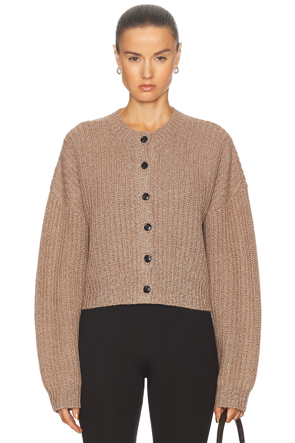 Image 1 of LESET Emma Rib Cardigan in Oatmeal