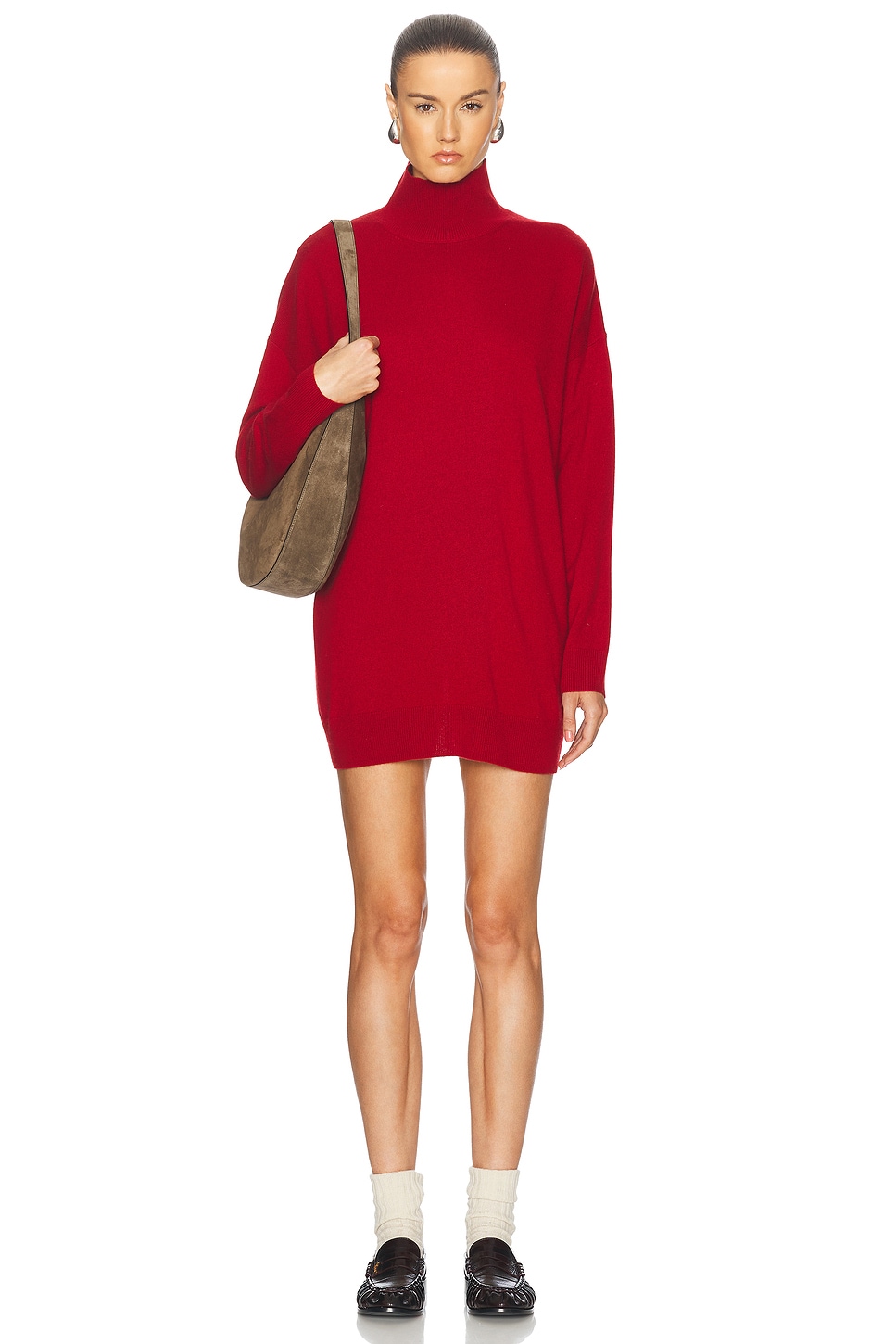 Zoe Oversized Turtleneck Sweater in Red