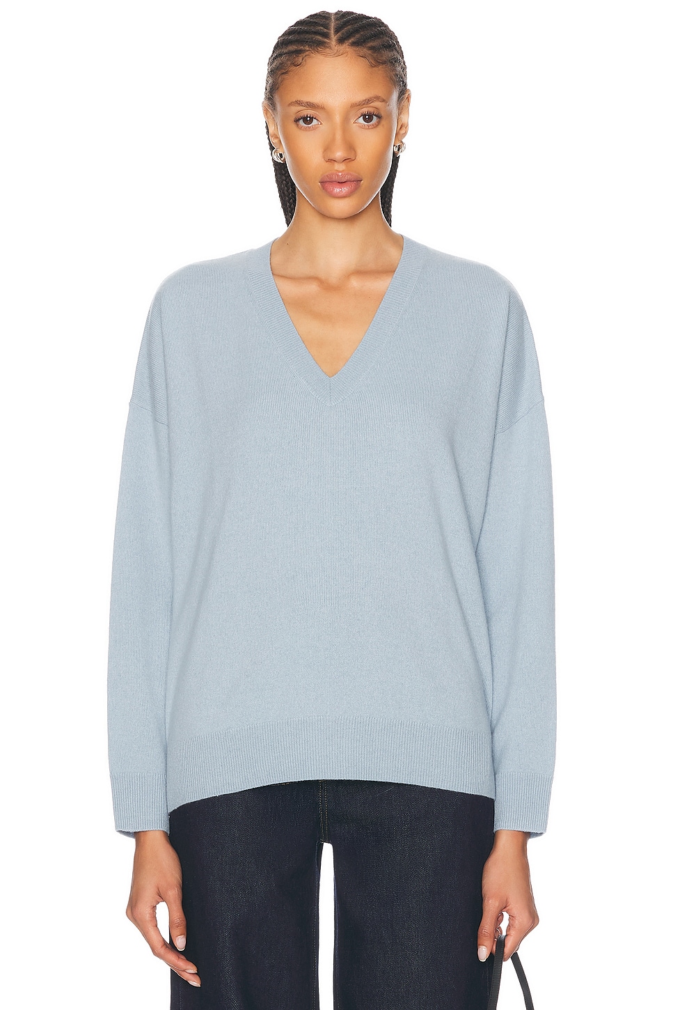 Image 1 of LESET Zoe V Neck Sweater in Azure