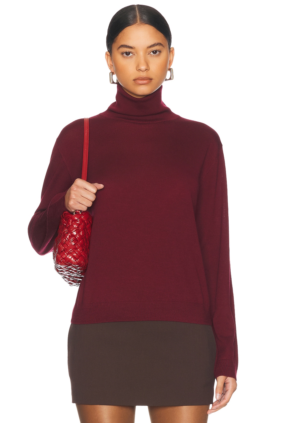 James Turtleneck Sweater in Burgundy