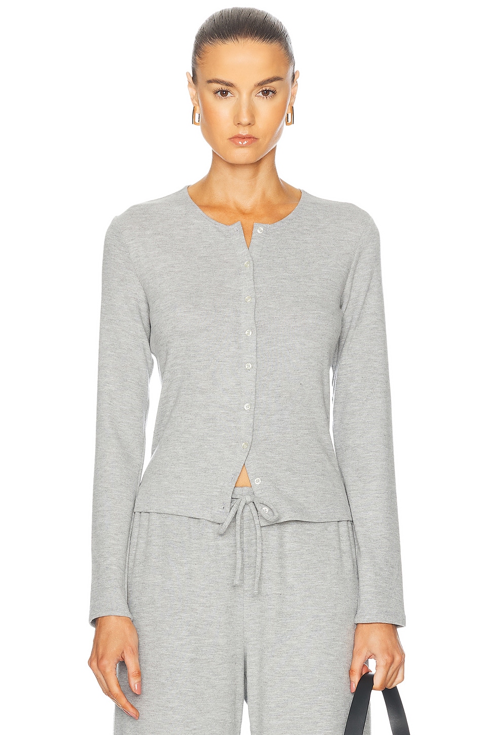 Image 1 of LESET Lauren Classic Cardigan in Grey Melange