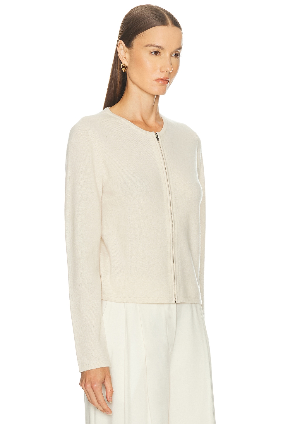 Leset Jesse Zip Cardigan In Neutral