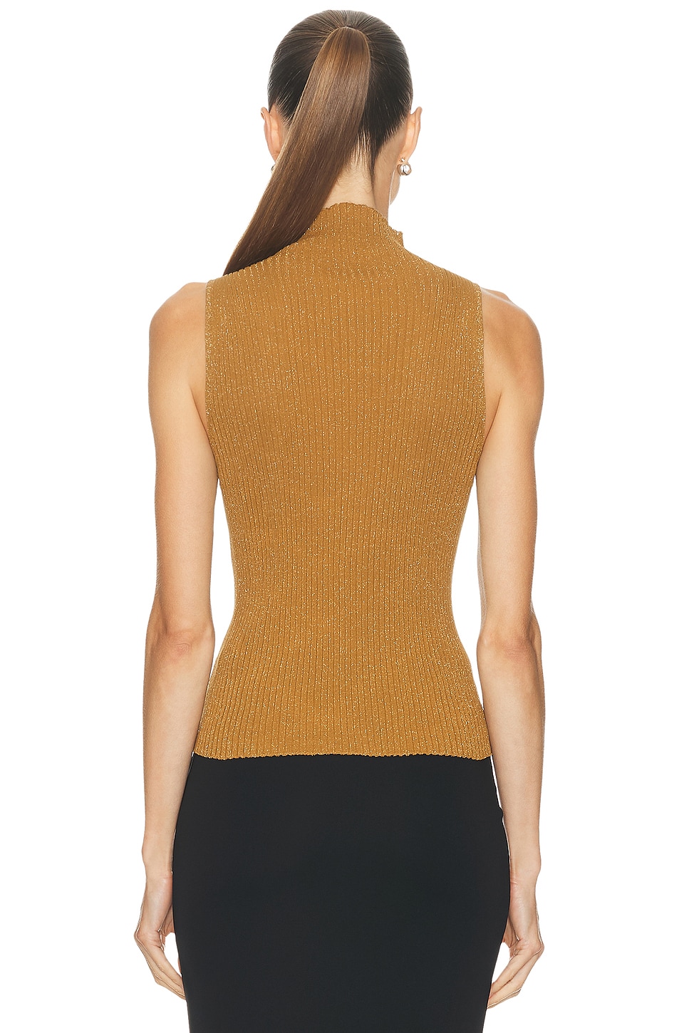 Image 3 of LESET Blake Rib Sleeveless Turtleneck Sweater in Bronze