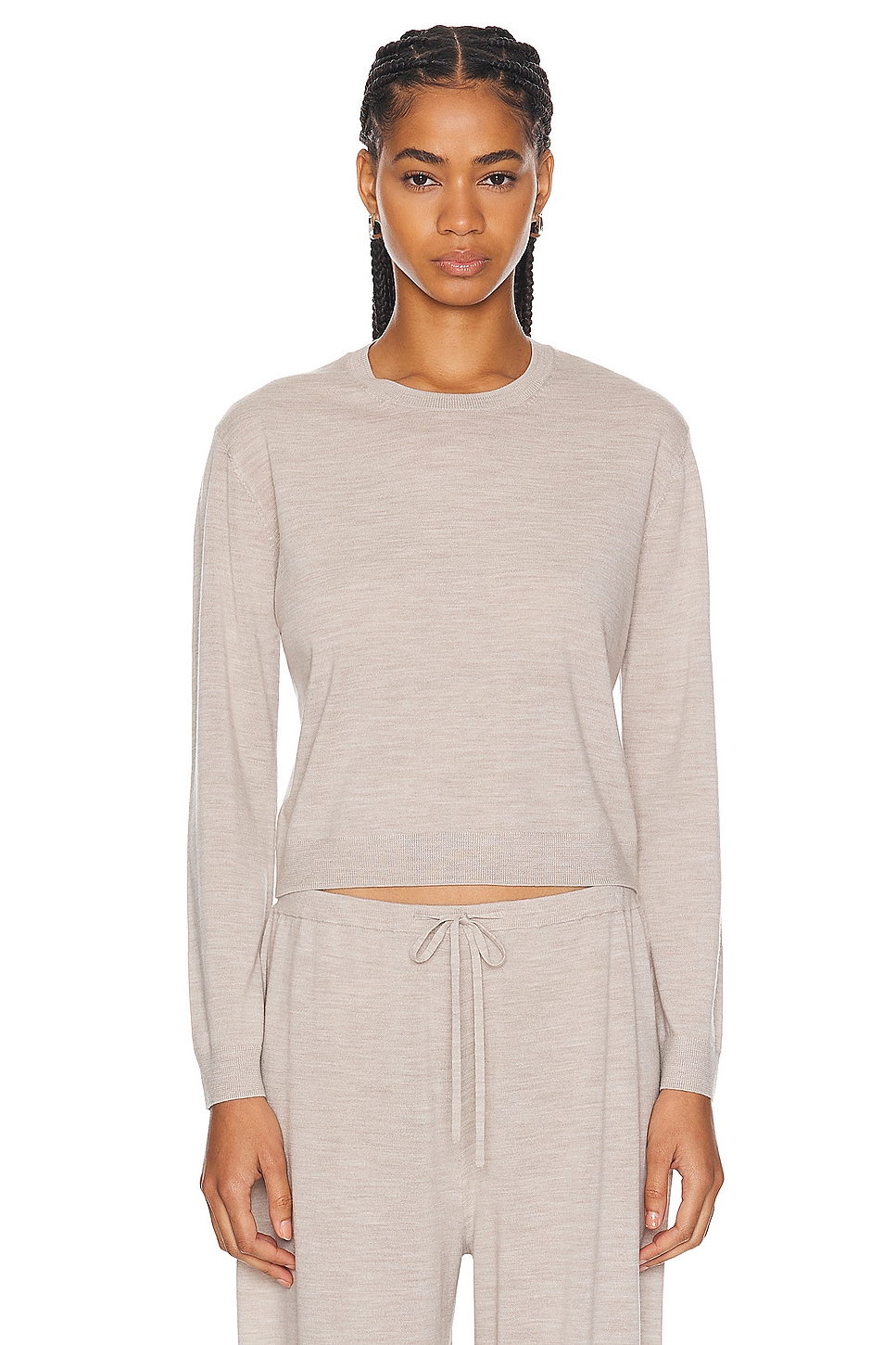 Image 1 of LESET James Classic Crew Sweater in Oatmeal