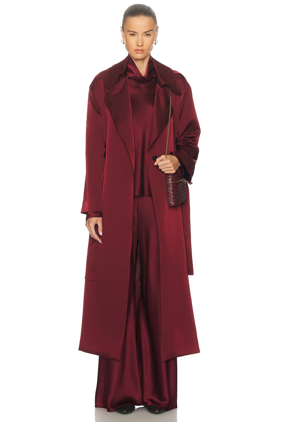 Leset Barb Trench Coat In Burgundy