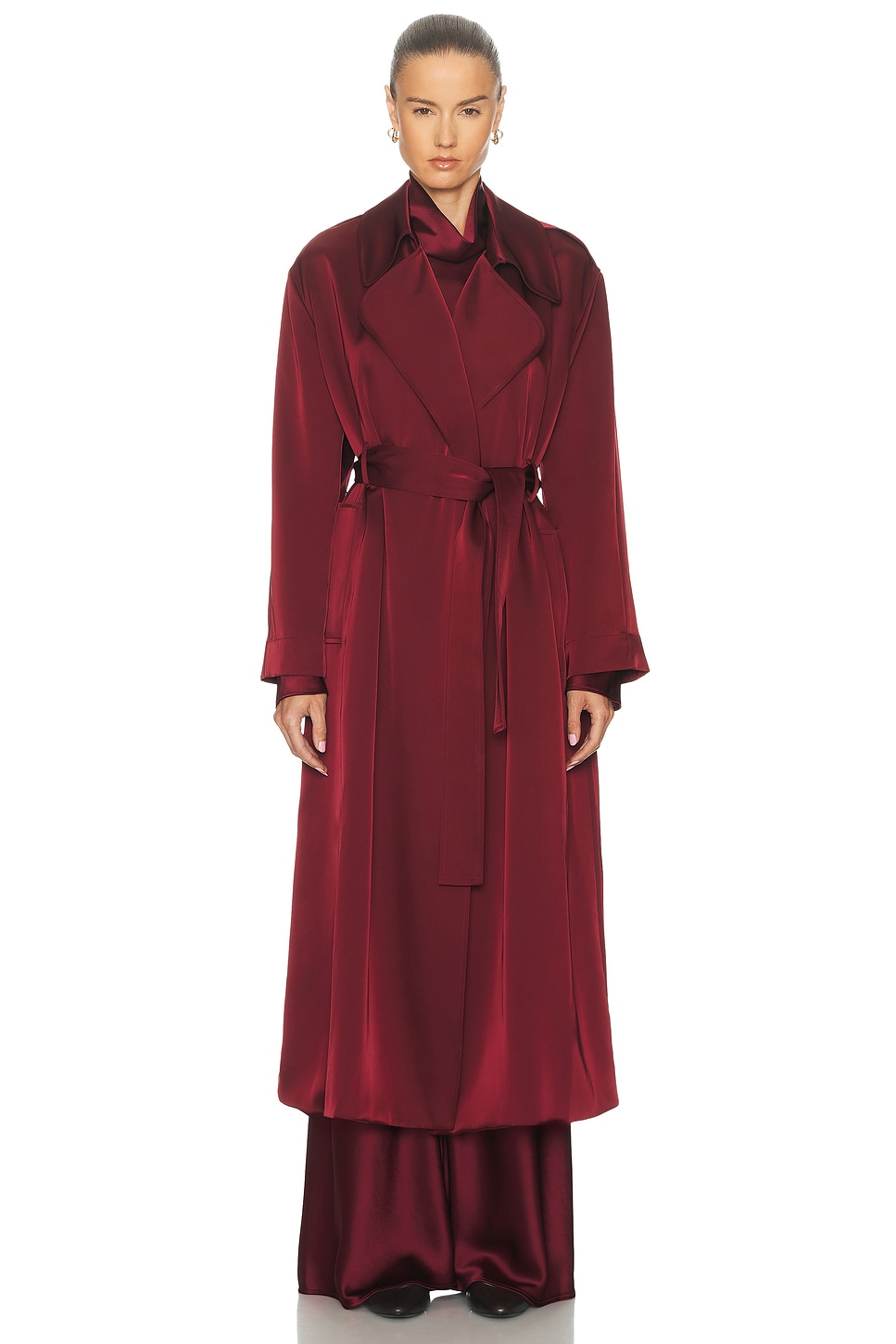 Leset Barb Trench Coat In Burgundy