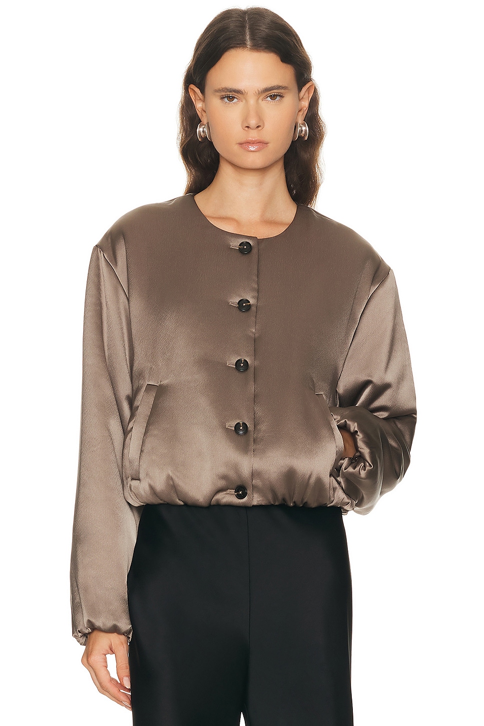 Image 1 of LESET Barb Bomber Jacket in Taupe