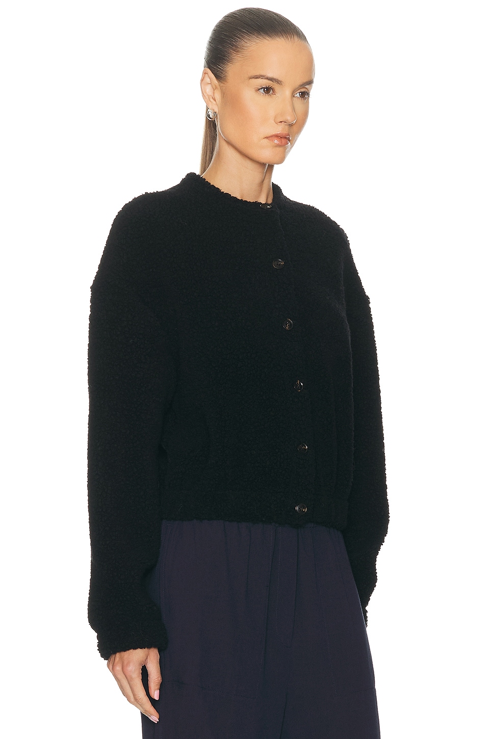 Leset Mica Collarless Blouson Jacket In Black