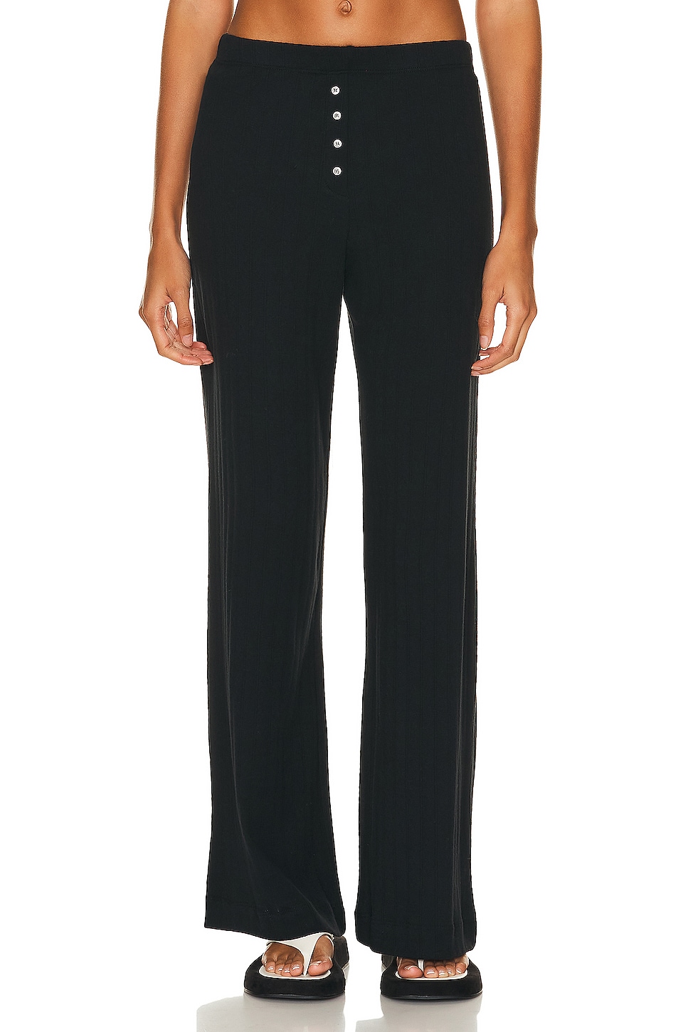 Image 1 of LESET Pointelle Boxer Pant in Black
