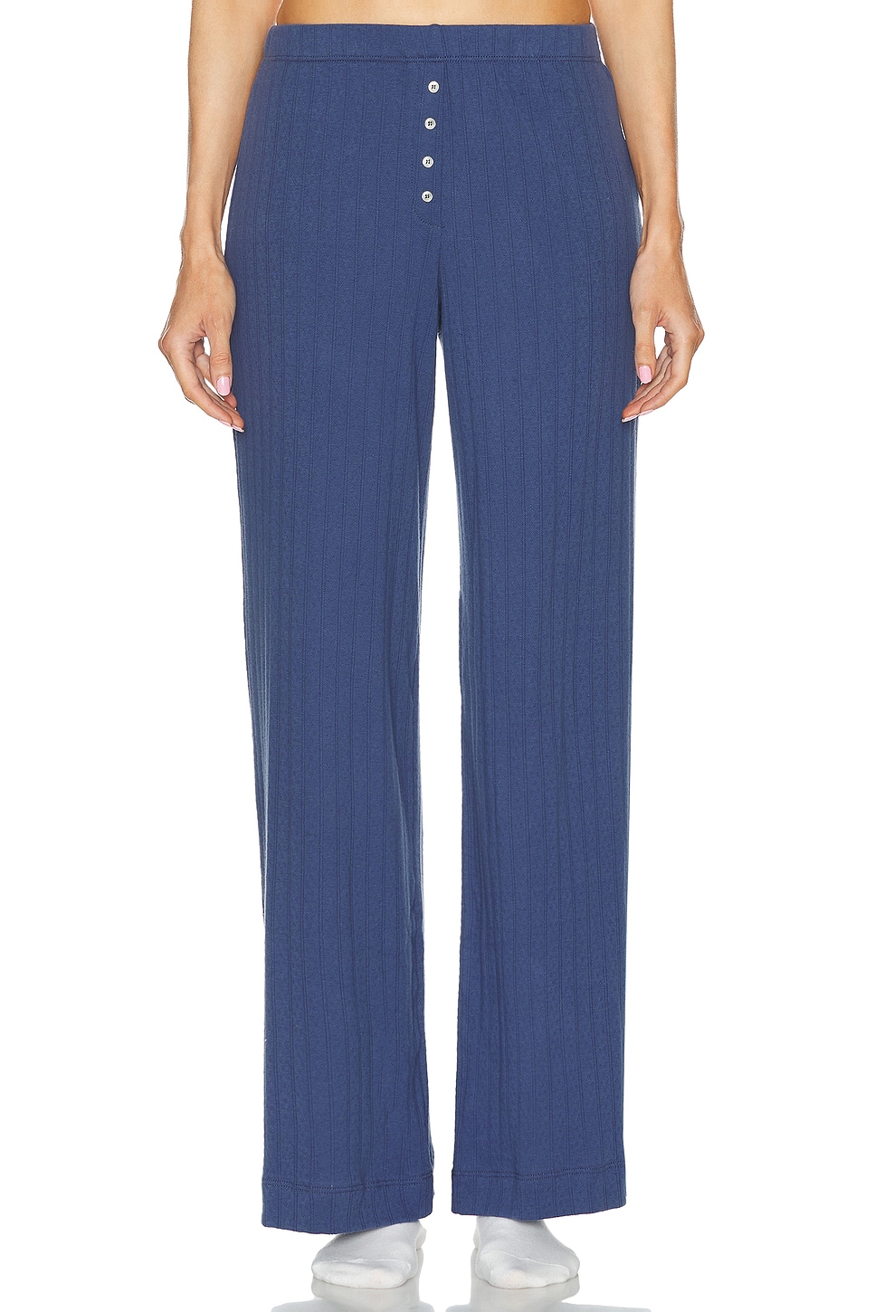 Image 1 of LESET Pointelle Boxer Pant in Steel Blue