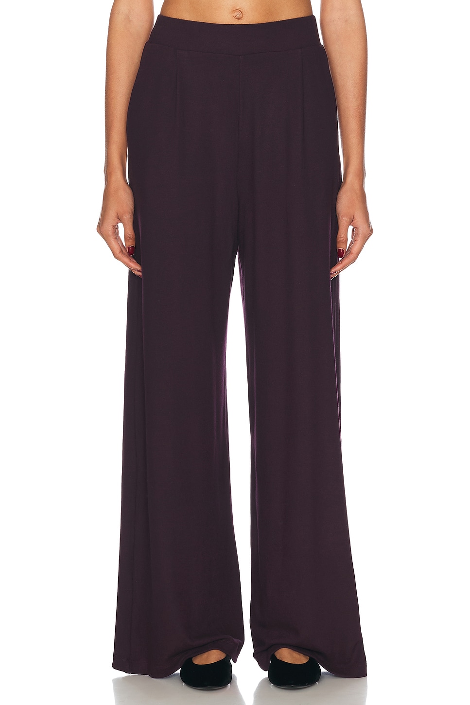 Leset Lauren Pleated Pocket Pant In Dark Berry