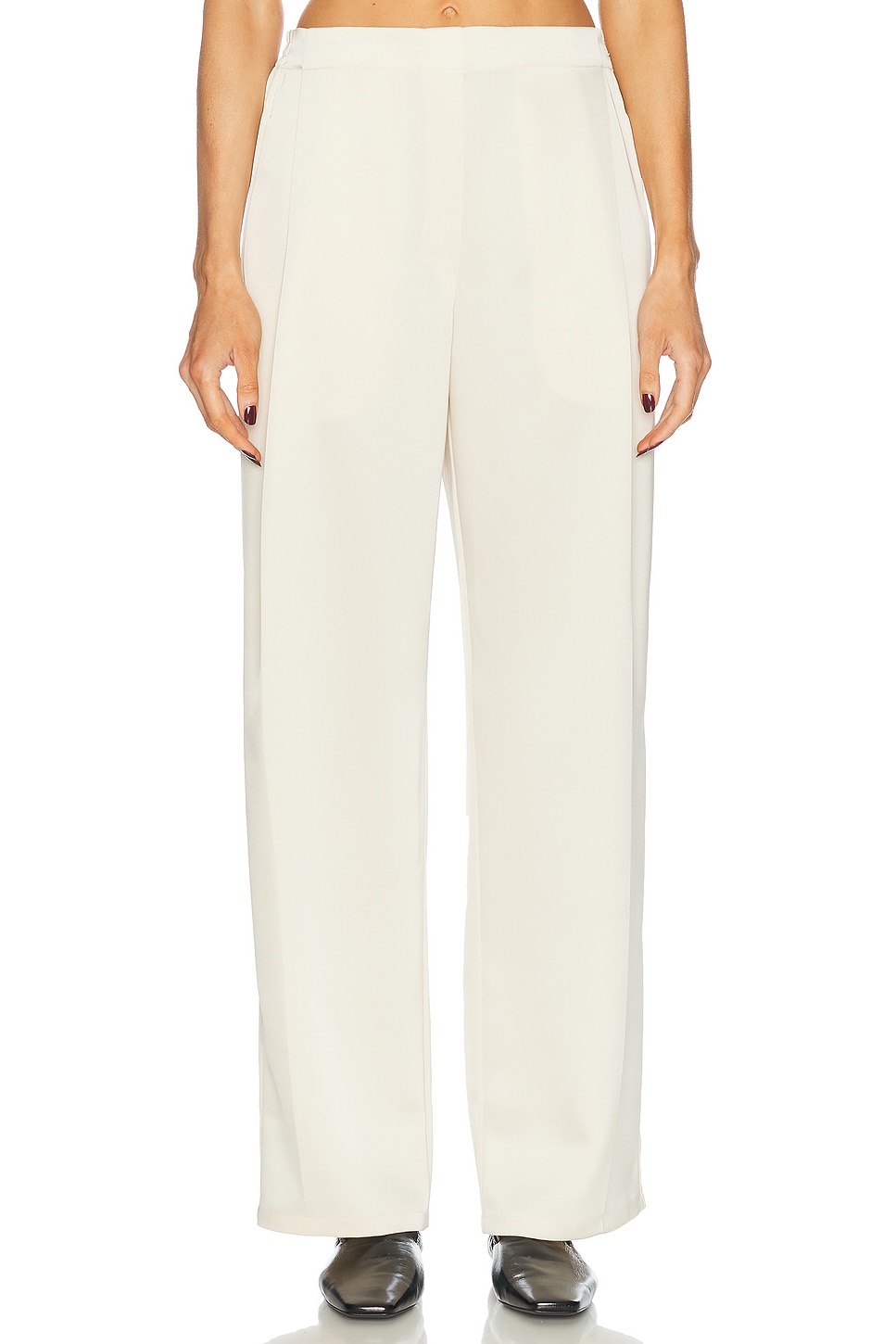 Barb Pleated High Waist Pant in Cream