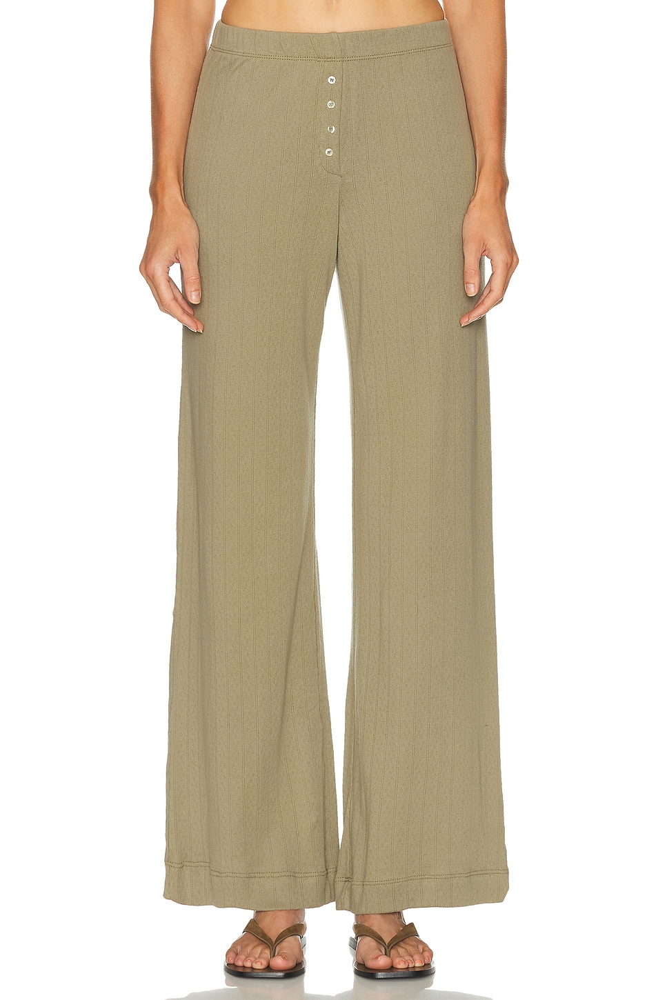 Pointelle Boxer Pant in Olive