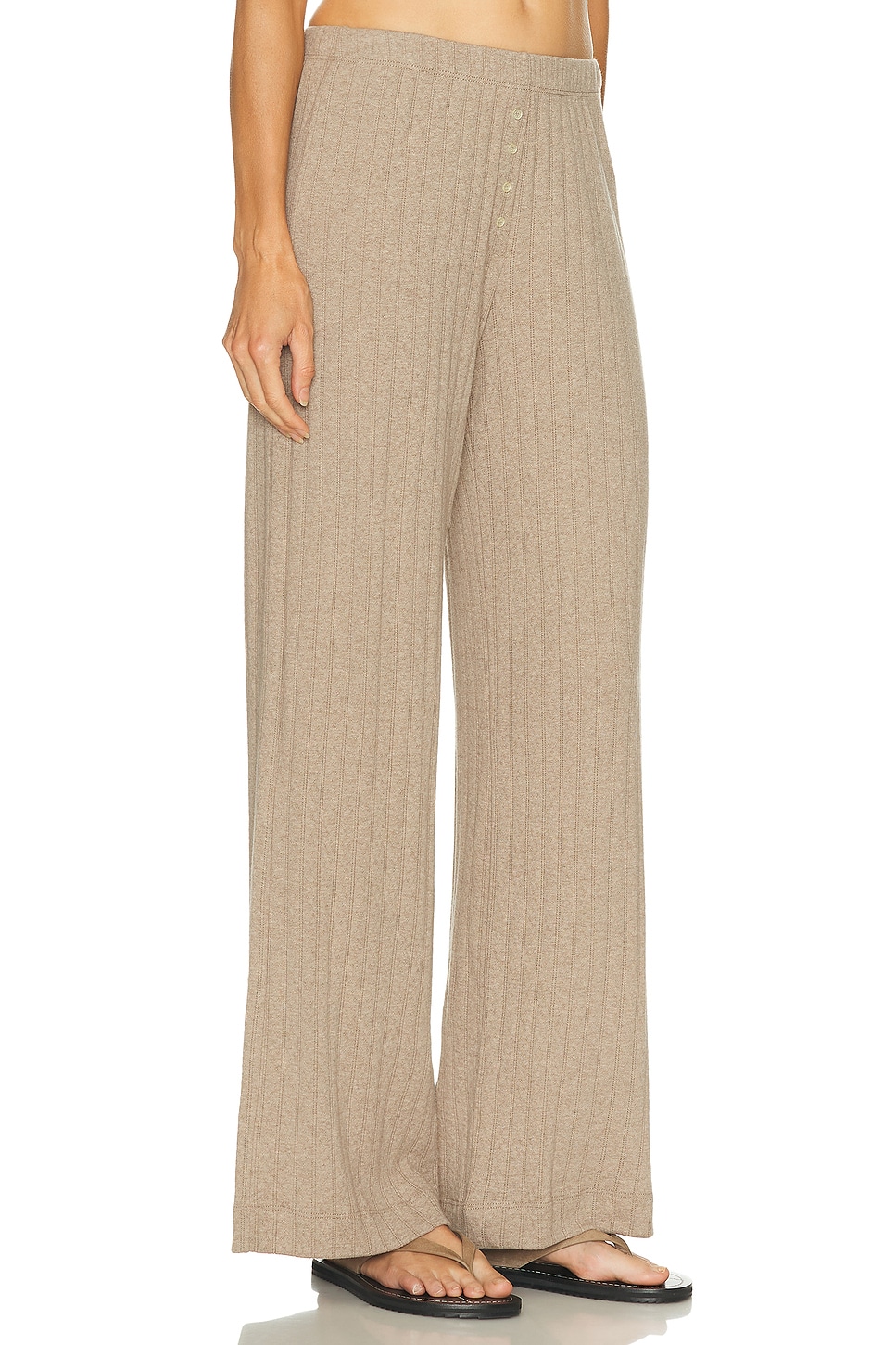 Leset Pointelle Boxer Straight-leg Pants In Brown