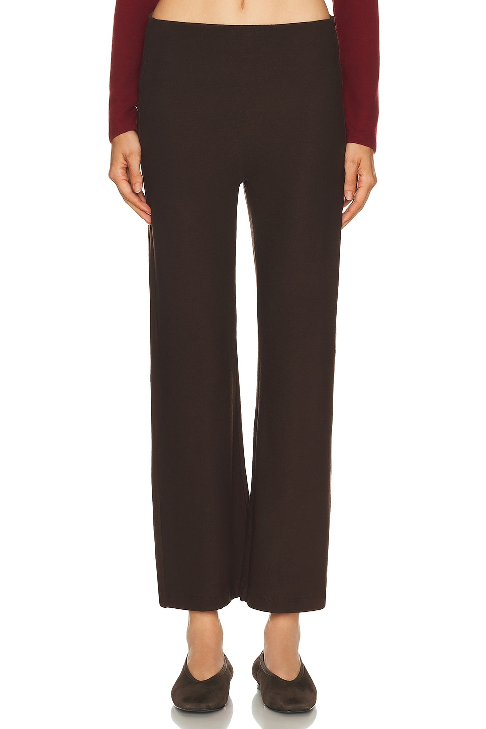 Leset Lauren Crop Flare Pant In Brown