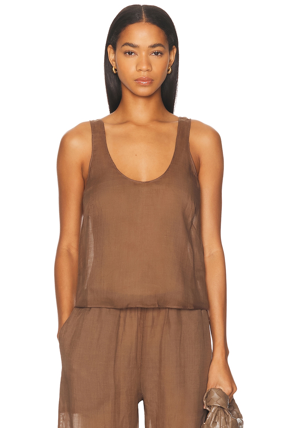Image 1 of LESET Niko Scoop Tank Top in Choco