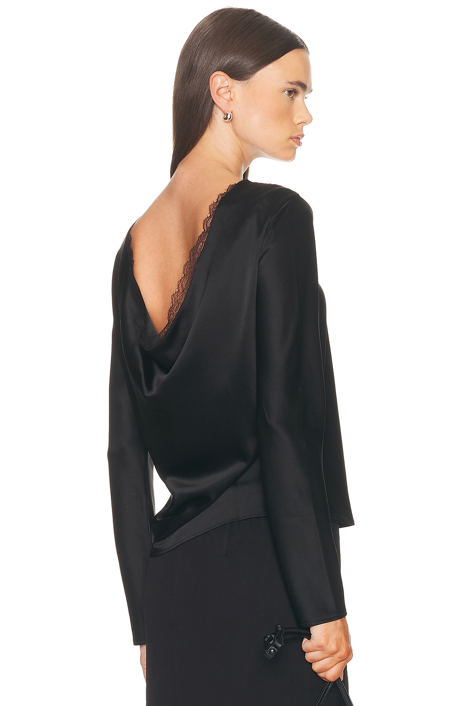 Leset Barb Lace-trimmed Satin Top In Black