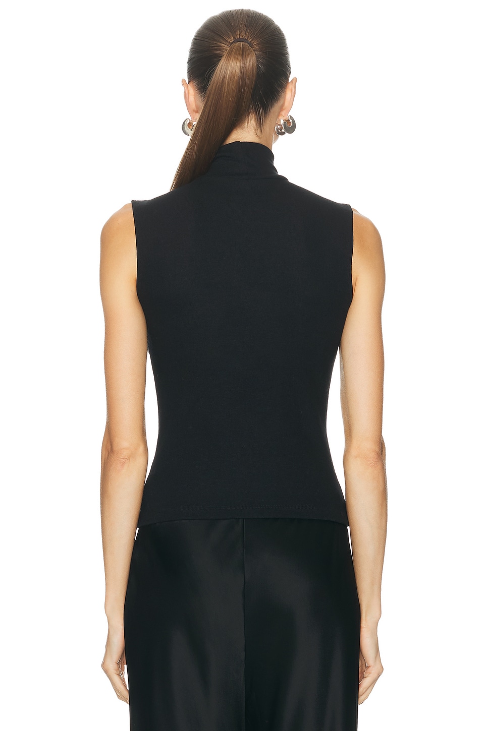 Image 3 of LESET Lauren Sleeveless Turtleneck Top in Black
