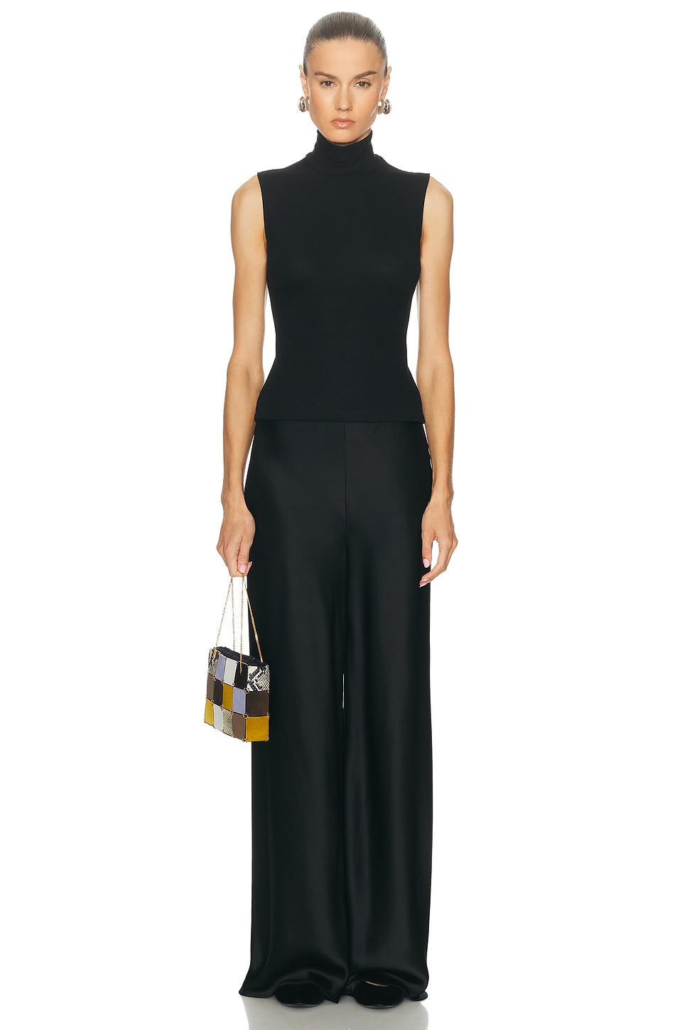 Image 4 of LESET Lauren Sleeveless Turtleneck Top in Black