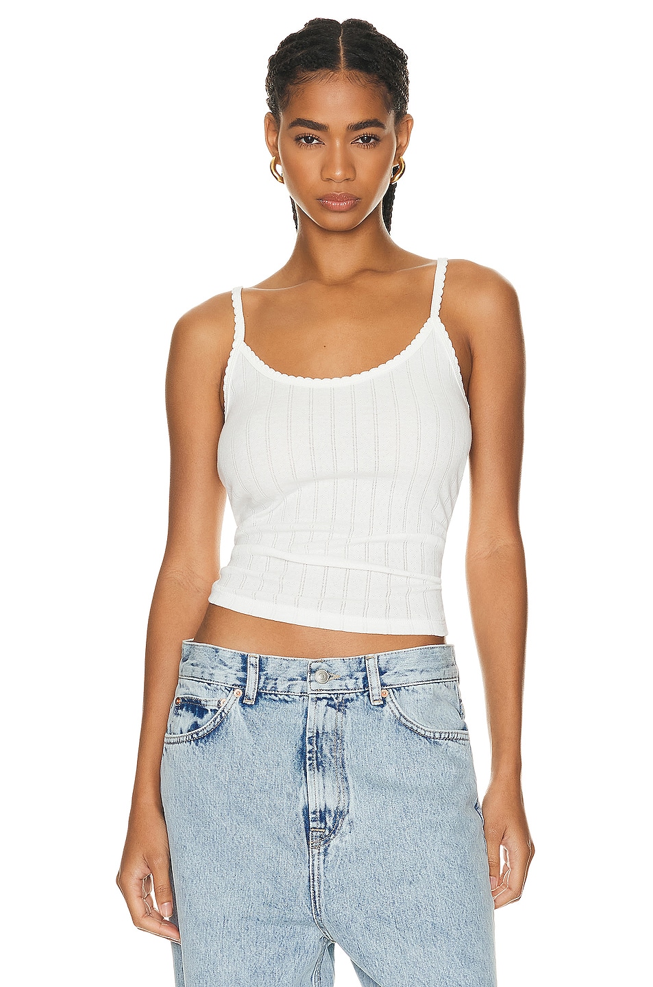 Image 1 of LESET Pointelle Classic Tank Top in White