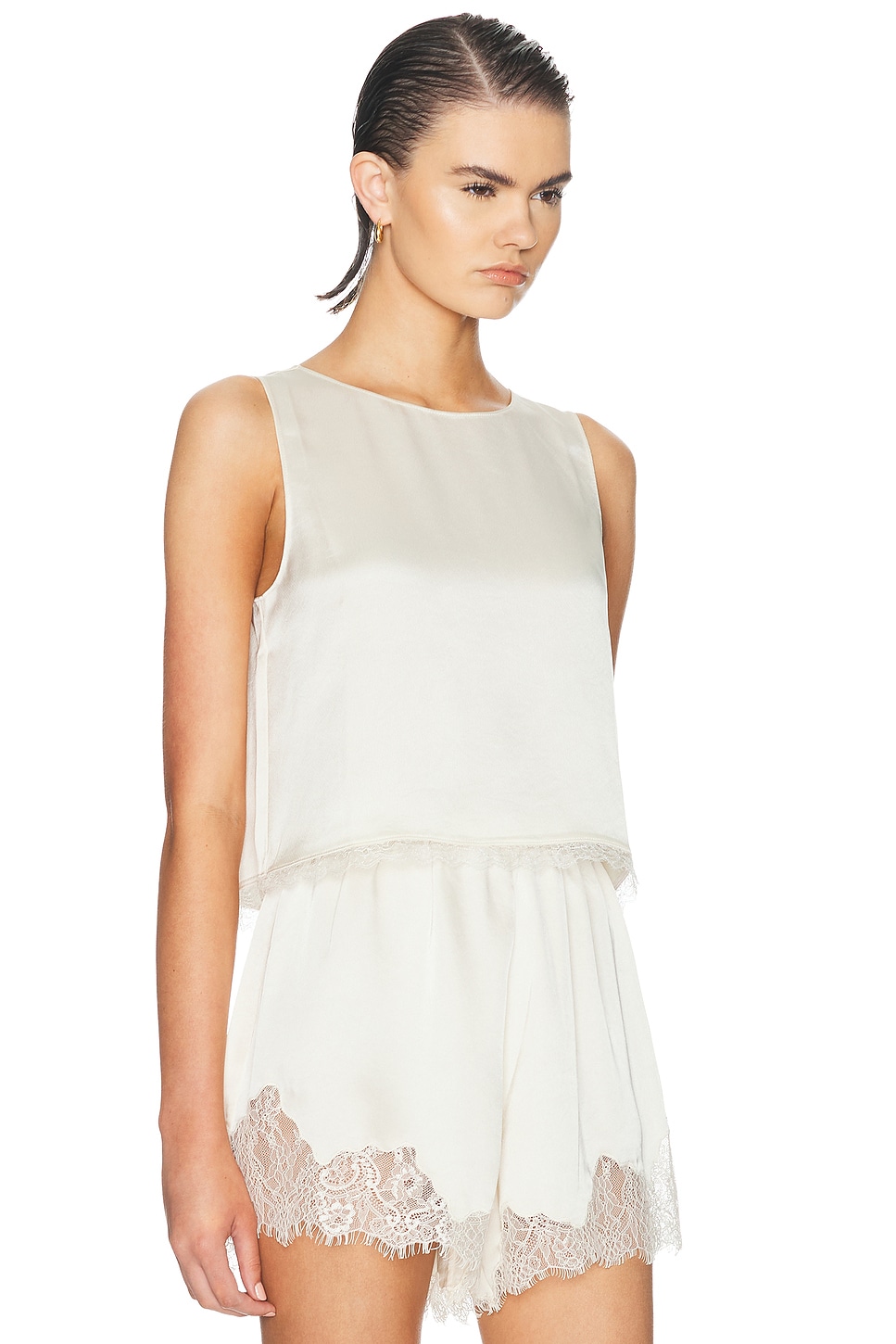 Barb Lace Crop Sleeveless Crew Top