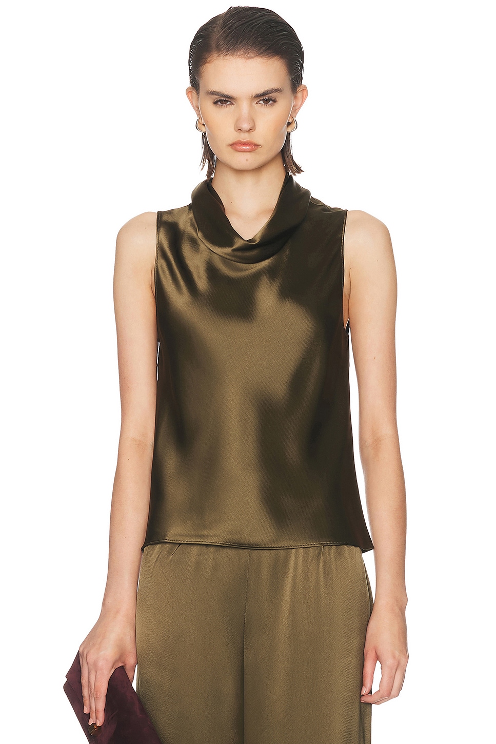 LESET Barb Sleeveless Cowl Neck Blouse