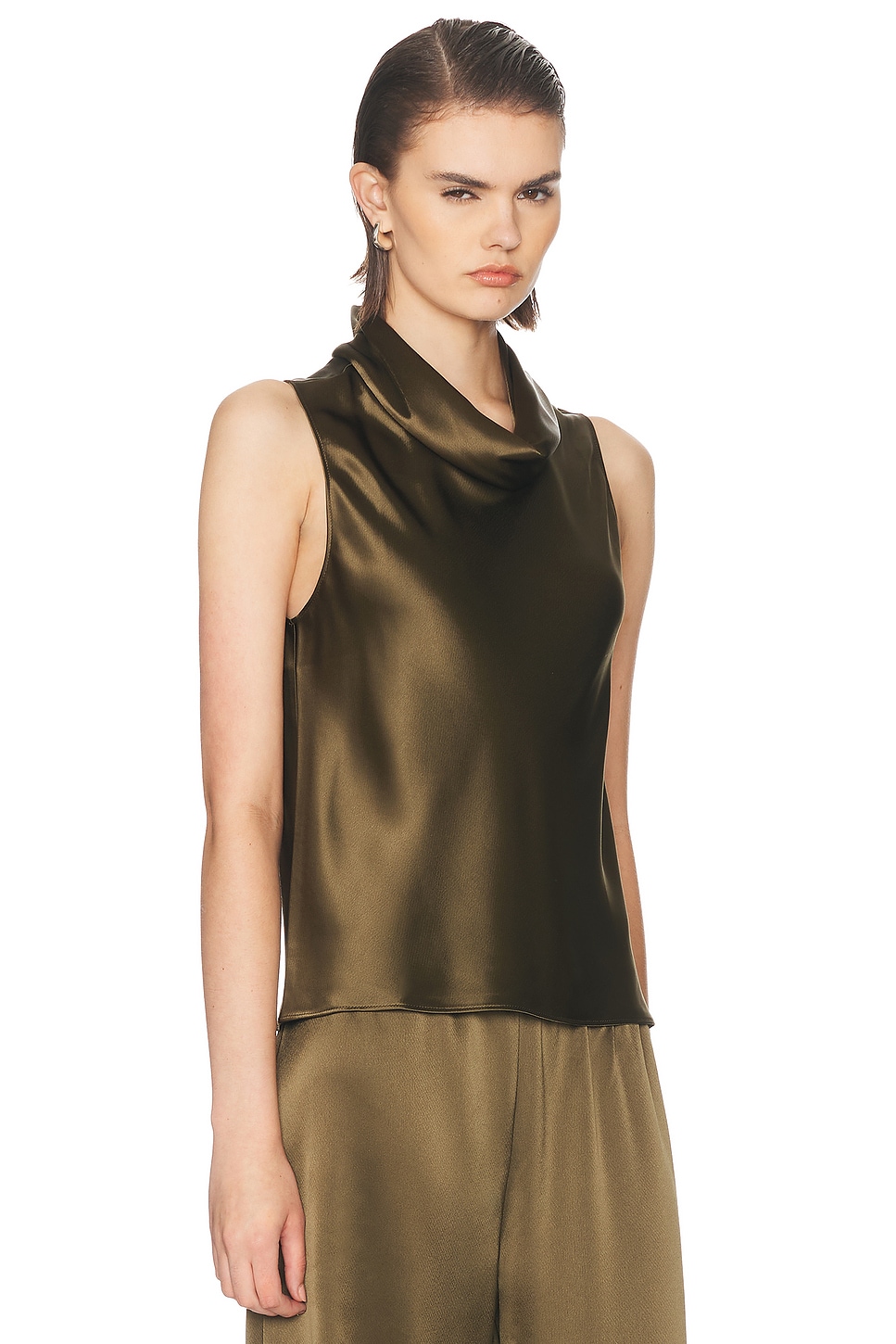 LESET Barb Sleeveless Cowl Neck Blouse