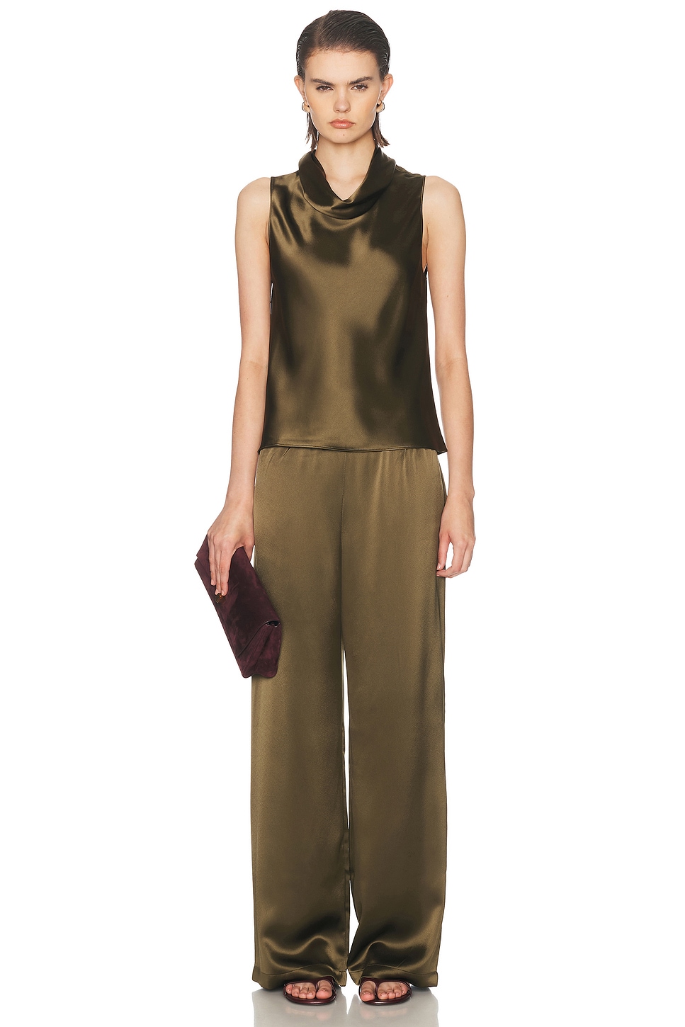 LESET Barb Sleeveless Cowl Neck Blouse