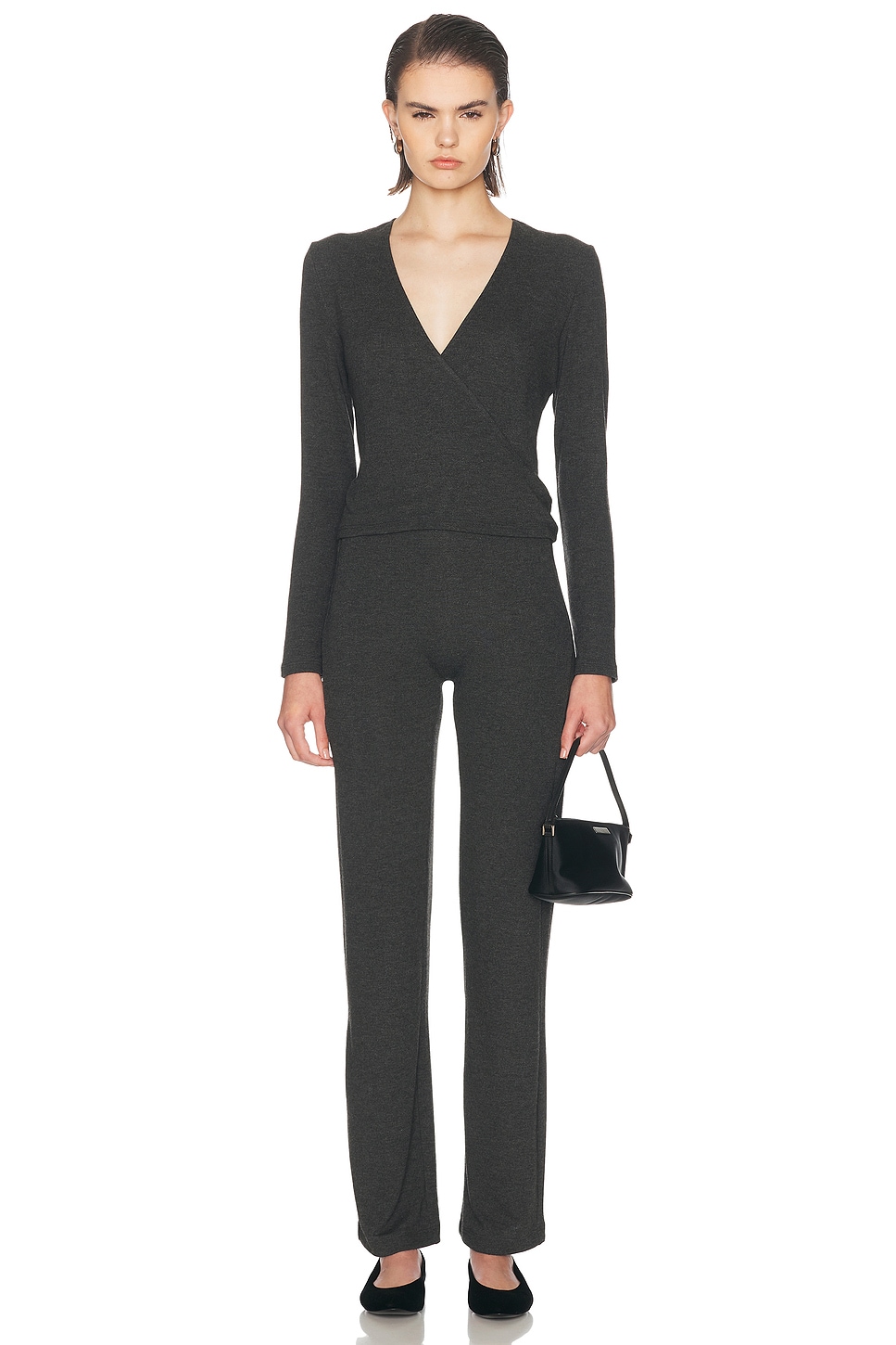 LESET Lauren Crop Wrap Top