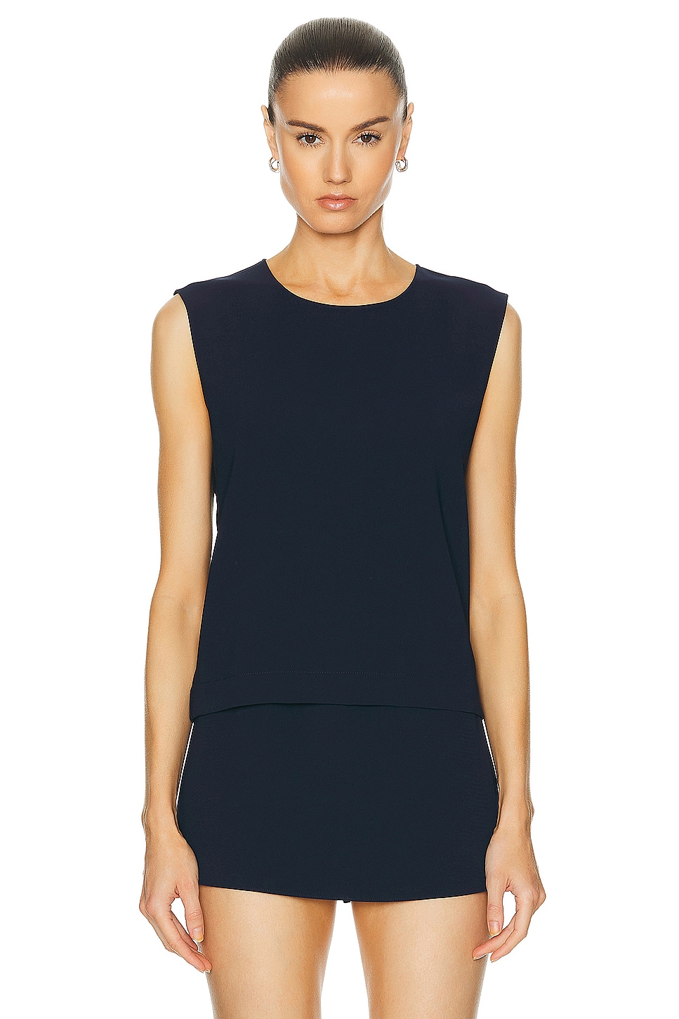 Image 1 of LESET Arielle Sleeveless Crew Top in Royal Navy