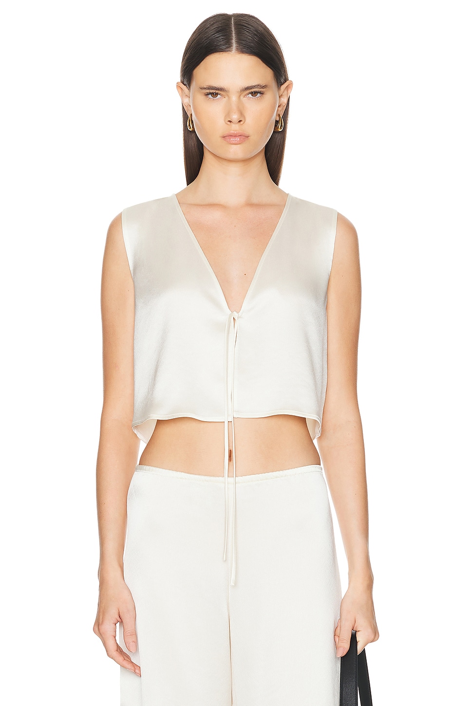Image 1 of LESET Barb Tie Top in Creme