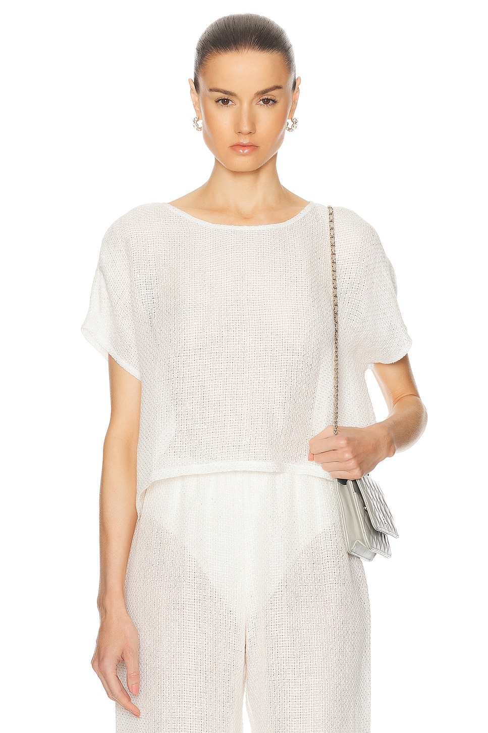 Image 1 of LESET Stella Cap Sleeve Top in White