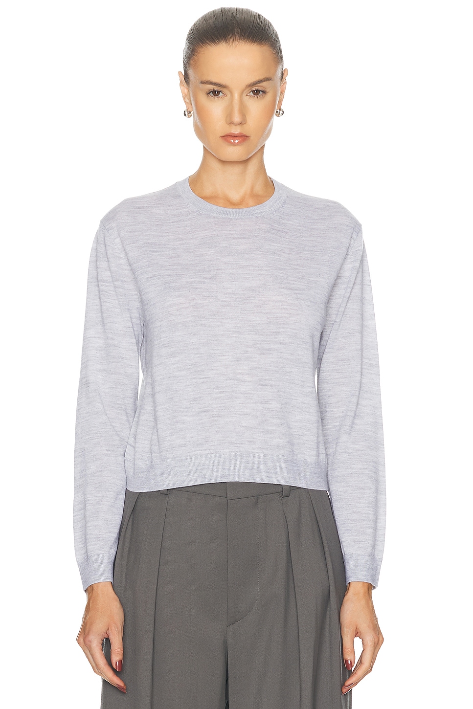 Image 1 of LESET James Classic Crew Sweater in Light Grey