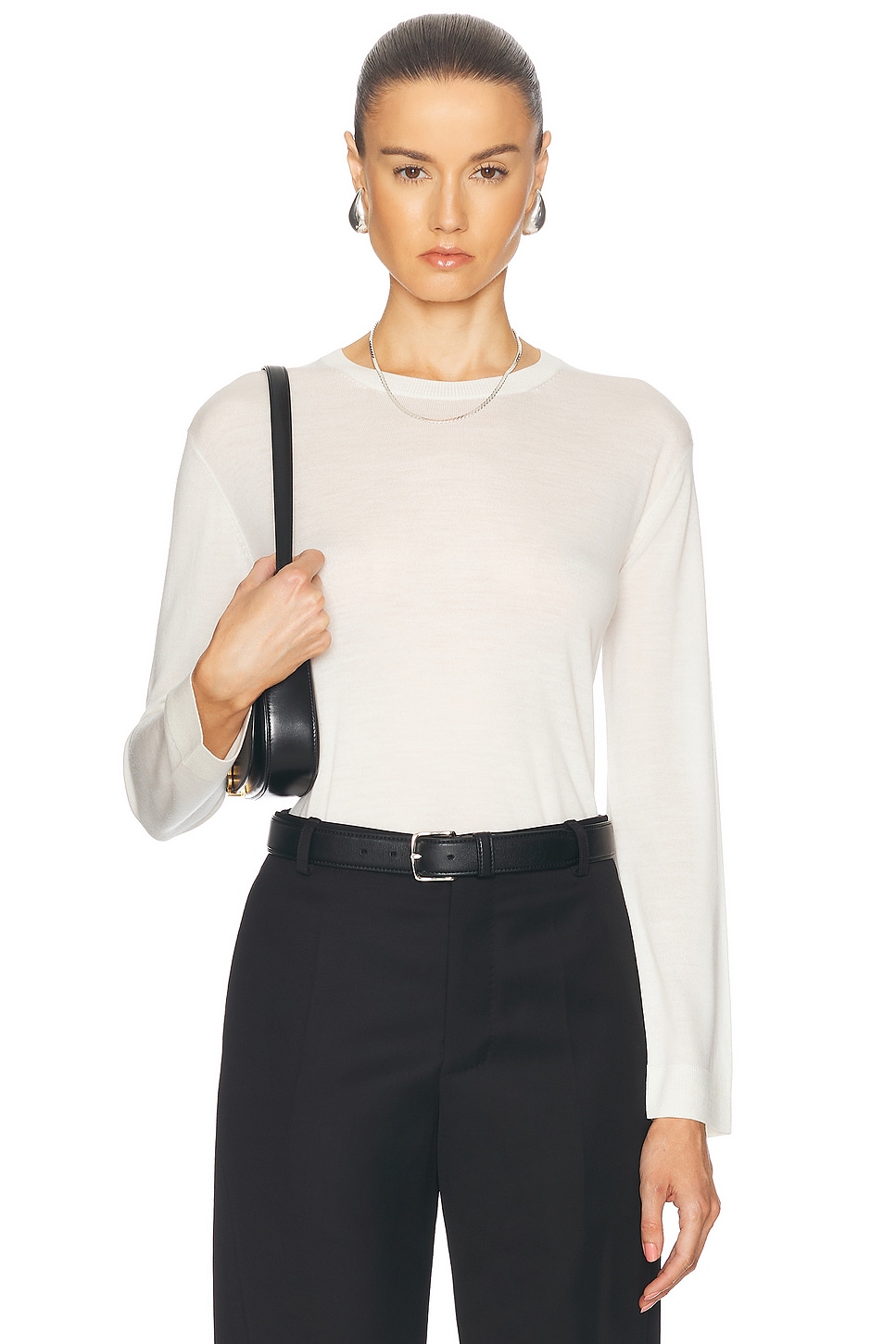 Image 1 of LESET James Classic Crew Sweater in Parchment